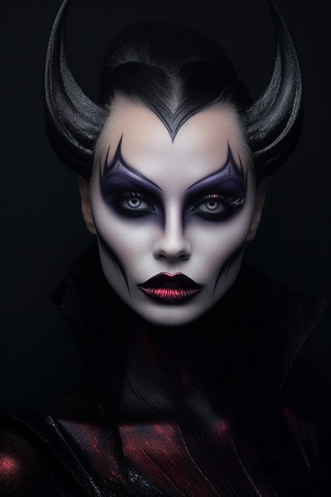 Halloween Malevolent Maleficent makeup inspired by famous Disney villain Villain Makeup, Evil Queen Makeup, Disney Villains Makeup, Rocky Horror Picture Show Costume, Dark Fantasy World, Maleficent Makeup, Halloween Makeup Witch, Angel Makeup, Makeup Inspired