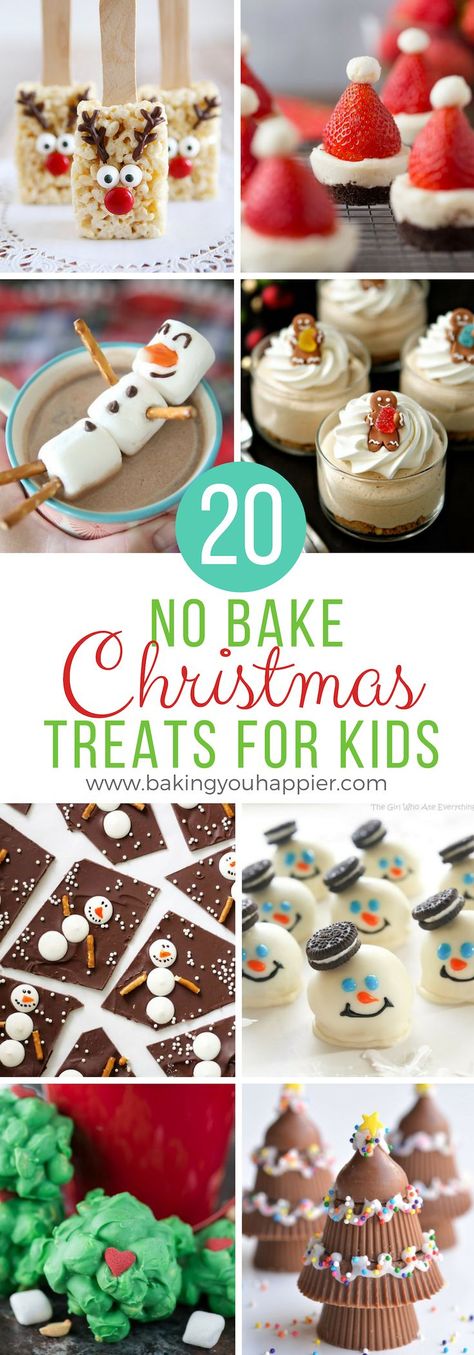 20 No Bake Christmas Treats for Kids Oreo Christmas Treats, No Bake Christmas Treats, Christmas Treats For Kids, Kids Christmas Treats, No Bake Christmas, Christmas Treats To Make, Christmas Cookie Exchange Recipes, Bake Sale Treats, Christmas Cookies Kids