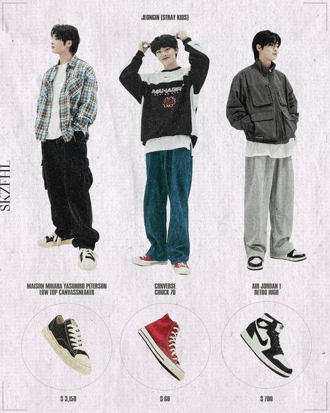 I.n Outfits, Jeongin Ootd, Jeongin Outfit, Jeongin Style, Skz Outfits Inspired, Enhypen Outfit, Watercolour People, 90s Skater Fashion, Stray Kids Outfits