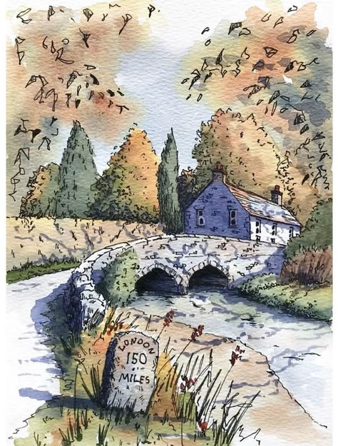 Buildings Art, Watercolor House Painting, Line And Wash, Sea Scapes, Watercolor House, Calligraphy Ideas, Pen And Wash, Watercolor Architecture, Urban Sketches