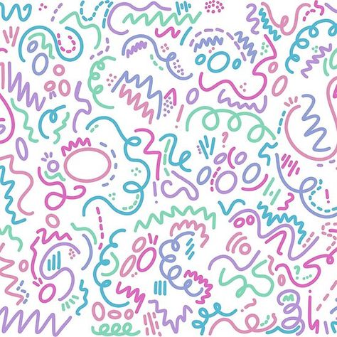 90S PASTEL SQUIGGLY DOODLE COLLAGE Squiggly Art, Doodle Collage, File Holder, Parking Spot, Redbubble Art, Collage Making, Painting And Drawing, Pattern Inspiration, Tapestry Throw