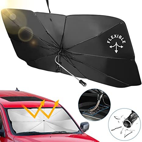 Amazon.com: JOYTUTUS Windshield Sun Shade Umbrella, with Car Safety Hammer, 360° Rotation Bendable Shaft Foldable, for Truck, Automotive Interior Sun Protection, UV Rays Block, Easy to Store and Use, 57''x 33'' : Automotive Ranger Atv, Subcompact Suv, Car Umbrella, Cell Phone Signal Booster, Car Windshield Sun Shade, Trailer Hitch Cover, Car Sunshade, Cars Accessories, Windshield Sun Shade