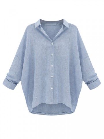 light blue blouse... Woman Shirts Blouse, Womens Blouse Pattern, Buy Blouse, Casual Blouse Shirts, Blue Striped Blouse, Women Blouses Fashion, Fall Blouse, Womens Blouses, Chic Shirts