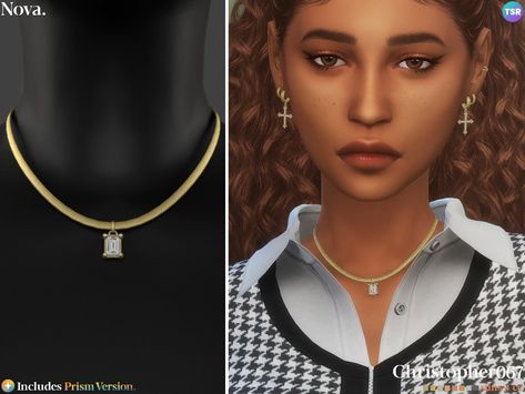 The Sims Resource - Nova Necklace Sims 4 Cc Gold Chain, Necklace Sims 4 Cc, The Sims 4 Sims, Sims 4 Sims, Sims 4 Studio, Free Sims, Diamond Baguette, Sims 4 Collections, Snake Chain Necklace