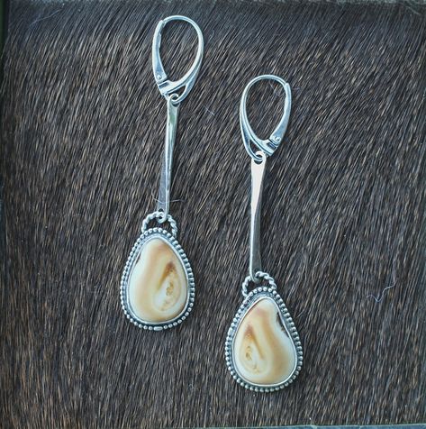 Elk Ivory Earrings, Elk Ivory Jewelry, Elk Ivory, Ivory Jewelry, Ivory Earrings, Ear Candy, Western Jewelry, All That Glitters, In The Mountains