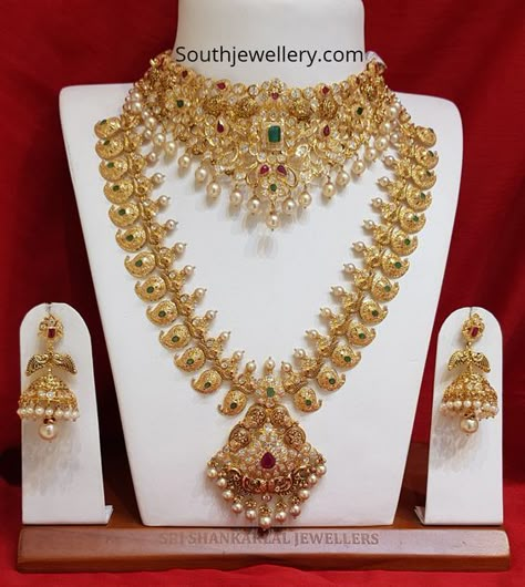 Gold Temple Jewellery, Gold Bridal Necklace, Indian Bridal Jewelry Sets, Gold Jewelry Simple Necklace, Beautiful Gold Necklaces, Gold Necklace Indian Bridal Jewelry, Gold Bridal Jewellery Sets, Gold Wedding Jewelry, 22 Carat Gold