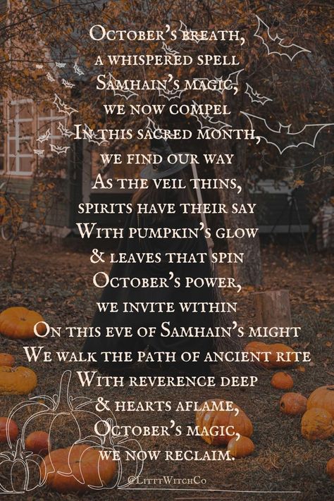 Autumn Witch Quotes, Season Of The Witch Quotes, It’s October Witches, Autumn Magic Witch, October Spells, Samhain Quotes, Samhain Spells, Witch Sabbats, Witchy Posters