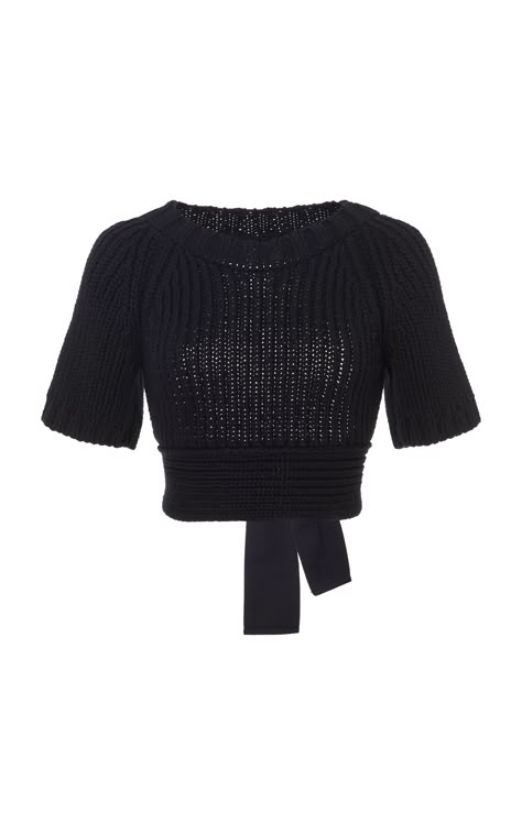 Valentino Top, Women Tops Online, Knit Shirts, Short Sleeve Knit Top, Shirts Crop, Cropped Shirts, Black Shirts Women, Outfit Png, Crop Top And Shorts