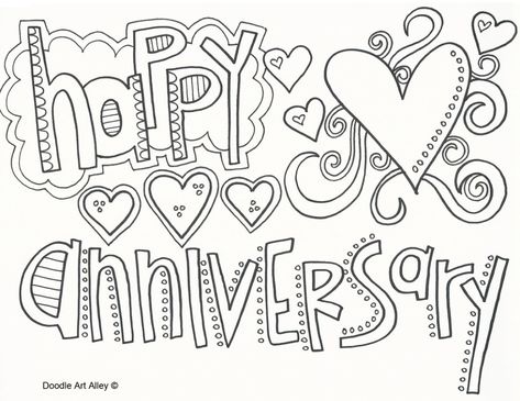 Anniversary Coloring Pages - Doodle Art Alley Anniversary Coloring Pages, Mom Coloring Pages, Happy Birthday Coloring Pages, Printable Anniversary Cards, Birthday Coloring Pages, Coloring Pages Inspirational, Happy Anniversary Cards, Anniversary Greeting Cards, Anniversary Greetings