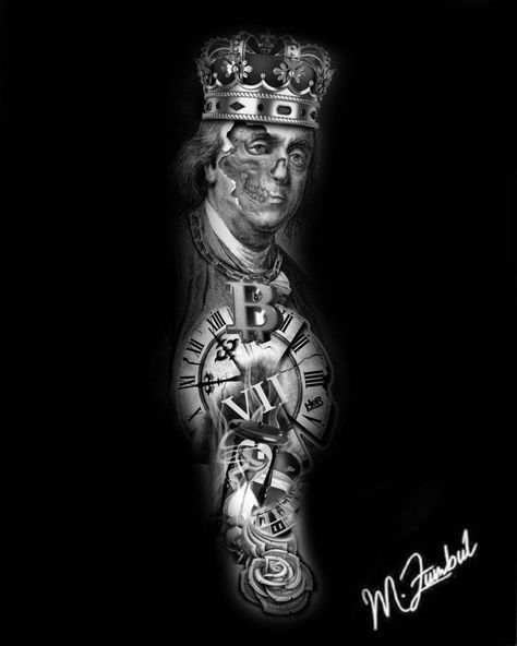 Benjamin Franklin Tattoo, Benjamin Tattoo, Bitcoin Tattoo, Gangsta Tattoos, Sketches Simple, Tattoo Model, Benjamin Franklin, Art Drawings Sketches Simple, Photographer Photography