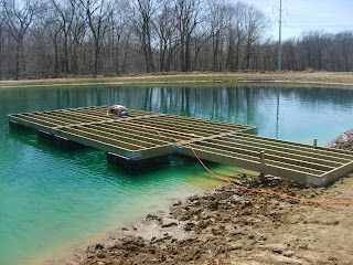 Lots of Various Dock Pictures - Pond Boss Forum Dock Pictures, Floating Dock Plans, Building A Dock, Construction Pictures, Dock Ideas, Floating Docks, Rainbow Lake, Lake Fun, Fishing Dock