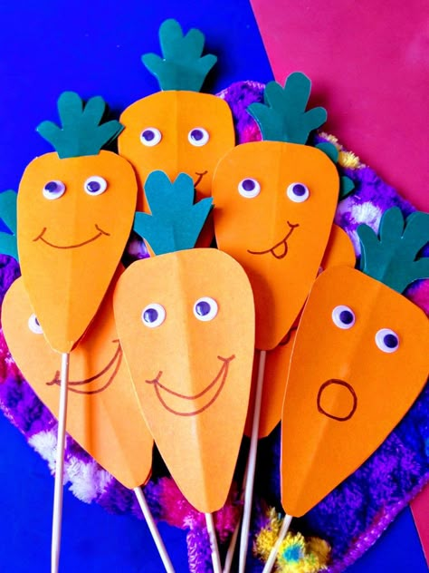 Pre K Vegetable Crafts, Orange Day Activities Kindergarten, Orange Colour Day Crafts For Kids, Orange Colour Craft Preschool, Vegetables Day Activities For Kids, Vegetable Day Ideas For Kids, Carrot Crafts For Kids, Vegetable Art For Toddlers, Vegetables Activity For Preschool