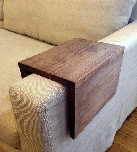 Sofa arm table, Couch wrap, Custom wood tray! Couch Arm Table, Arm Rest Table, Sofa Arm Table, Couch Table, Diy Sofa, Design Del Prodotto, Wooden Table, My New Room, Cheap Home Decor