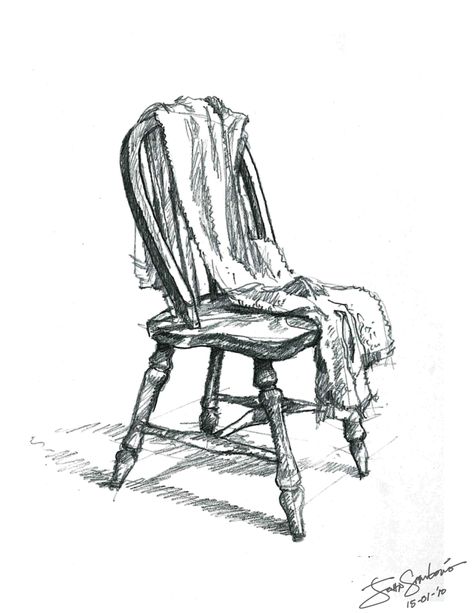 wooden chair charcoal sketch on paper Chair Art Drawing, Chair Drawing Simple, Chair Drawing Sketches, Table Drawing Sketch, Chair Still Life, Chair Sketch, Drapery Drawing, Captain Blood, Chair Drawing