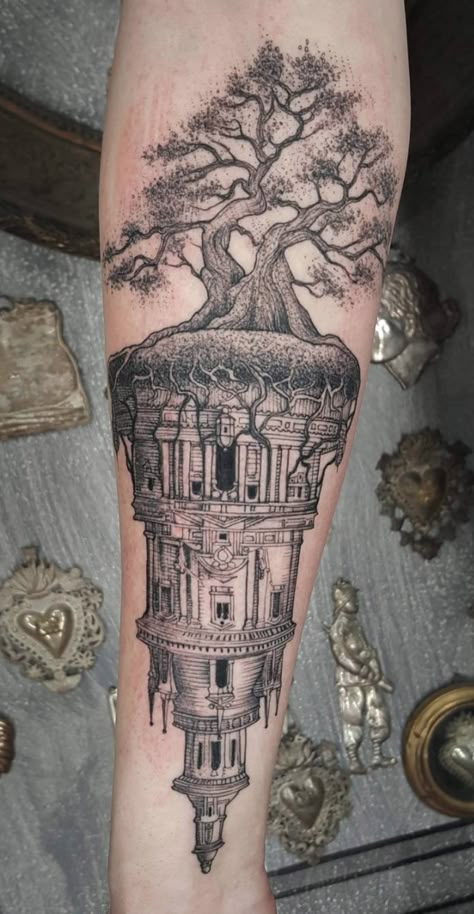 5 Unique Tattoo Ideas For Design And Architecture Lovers  #architecture #detailedtattoos #tattooinspo #geometry #structure #perfection Engraving Drawing, Atla Tattoo, Temple Tattoo, Avatar Tattoo, Castle Tattoo, Unique Tattoo Ideas, Ideas For Design, Medieval Tattoo, Architecture Unique