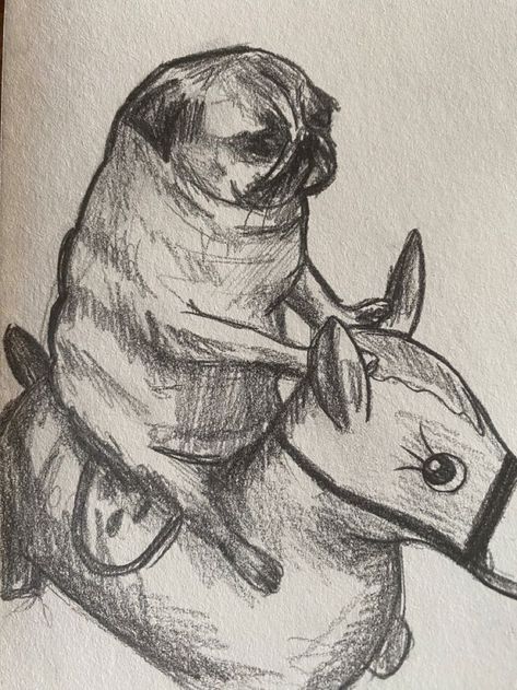 Pug Drawing Sketches, Pugs Drawing, Pug Doodle, Pug Sketch, Pencil Art For Beginners, Pug Drawing, Pug Painting, Goofy Face, Art For Beginners