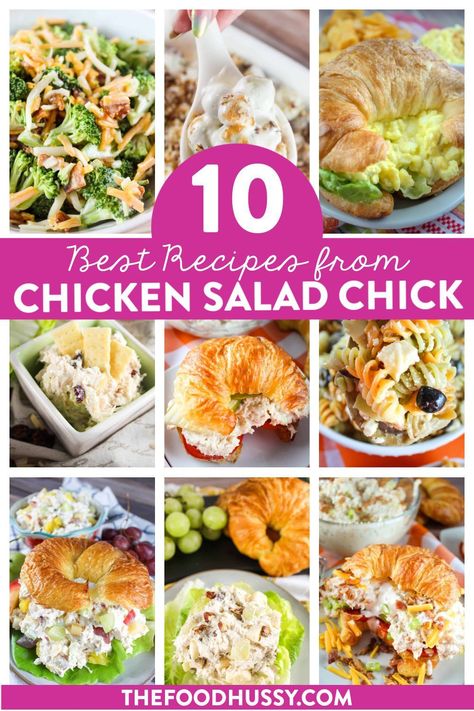 Here you'll find all the Best Chicken Salad Chick Recipes! They are one of my favorite "fast-casual" chains because the food is fresh and delicious. You'll find copycat recipes for their most famous Chicken Salads like the Classic Carol and the Sassy Scotty as well as their side dishes like the Broccoli Salad and Grape Salad! Chicken Salad Chick Recipe Copycat, Chicken Salad Chick Recipe, Chicken Salad Chick, The Best Chicken Salad, Best Chicken Salad, Best Chicken Salad Recipe, Homemade Chicken Salads, Chicken Salad Sandwich Recipe, Rotisserie Chicken Salad