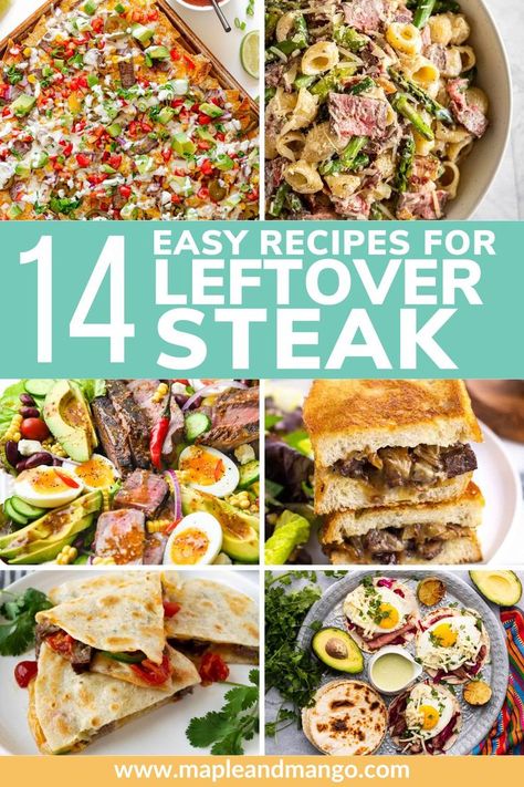 Recipes For Leftover Steak, Leftover Steak Recipes, Steak Lunch, Pork Steak Recipe, Strip Steak Recipe, Steak Bites Recipe, Filet Mignon Recipes, Leftover Steak, Leftover Beef