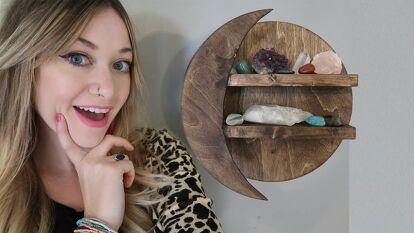 I have a really awesome DIY that I couldn’t wait to share with you! I’ve been collecting crystals for years and my collection is getting out of hand. Unable to find anything that I loved online (within the price range I was willing to pay), I created this DIY crystal moon shelf with just a few supplies. This DIY wooden moon shelf is probably one of my favorite DIY projects I’ve done in a long time. This shelf was really easy to make and it was inexpensive. You guys know I’m all about… Diy Crystal Shelf, Diy Doggie Door, Crystal Shelf Display, Diy Bookshelf Kids, Diy Plate Rack, Ladder Shelf Diy, Moon Shelf, Doggie Door, Diy Moon