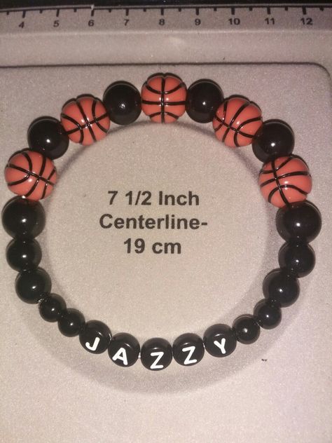 'Jazz' Personalised Basketball Elasticised Bracelet Drip Ideas, Team Bracelets, Boys Bracelets, Beaded Bangles Bracelets, Personalized Basketball, Sports Bracelet, Boys Basketball, Basketball Coach, Beading Jewelry