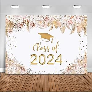 2024 Background, Backdrop Boho, Graduation Party Backdrops, Gold Graduation Party, Graduation Backdrop, Graduation Party Decorations, Background Floral, 2024 Graduation, Congrats Grad