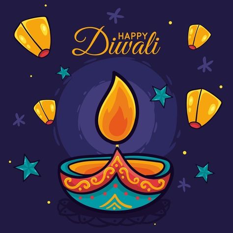 Happy Diwali Illustration Art, Cute Diwali Doodles, Diwali Chart, Happy Diwali Drawings, Diwali Illustration Art, Happy Diwali Cards, Diwali Craft For Children, Diwali Painting, Diwali Holiday