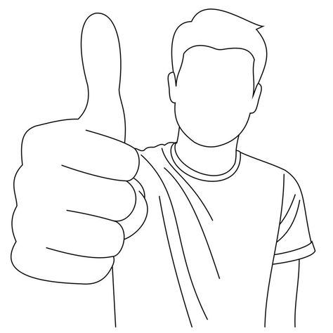 Illustration line drawings a young handsome male showing ok sign. Nice job man, like it. Smiling cheerful guy in casual clothes showing thumbs up and giving positive feedback Men Smiling Drawing, Thumbs Up Drawing Reference, Thumbs Up Drawing, Smile Drawing, Shirt Logo Design, Tutorials Drawing, Smiling Man, Emo Makeup, Line Drawings