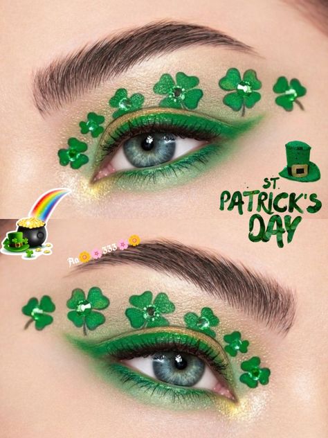 Eye makeup/eye shadow looks/Saint Patrick's day makeup/green St Patricks Eye Makeup Ideas, St Patrick Makeup, Saint Patrick’s Day Makeup, St Patrick's Day Makeup Looks, St Patricks Day Makeup Ideas, Patrick Makeup, Eid Nails, Saint Patricks Day Makeup, Happy Saint Patrick's Day