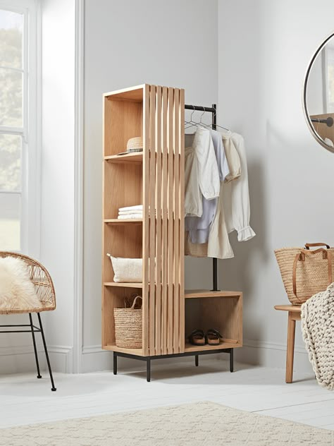 Alma Clothes Rail Minimalist Clothes Storage, Clothes Storage Small Bedroom, Small Space Wardrobe Ideas, Small Room Clothes Storage, Clothes Storage Ideas For Small Spaces, Small Room Storage, Clothing Rail, Minimalist Storage, St Stephen