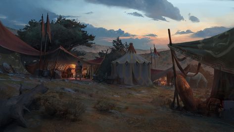 ArtStation - Acaratus - Camp Dusk Backdrop -, Klaus Pillon Forest Drawing, Games Design, Fantasy Setting, Fantasy Places, Camping Art, Fantasy Rpg, Environment Design, Fantasy Inspiration, Environment Concept Art