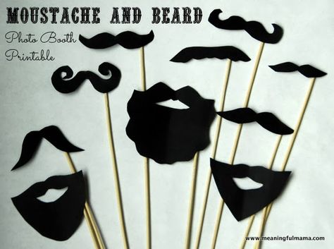 DIY Photo Booth Moustache and Beard Printables Mustache Baby Shower Theme, Beard Party, Diy Fotokabine, Funny Photo Booth, Mustache Baby Shower, Photobooth Props, Mustache Party, Photo Booth Prop, Shower Diy