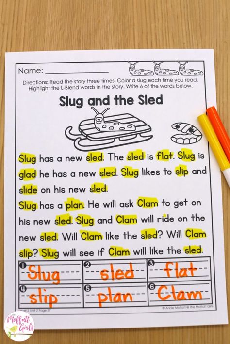 Phonetic Reading Passages, L Blends Reading Passage, Blends Reading Passages, Blending Words Activities, Blends Sentences, Class 4 Worksheets, Blended Words, All About Me Math, Blending Words