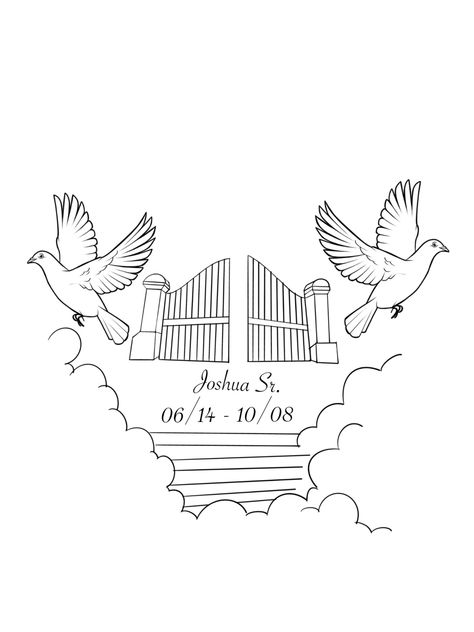 Rip Tattoo Stencil, Cloud Memorial Tattoo, Dove Tattoo Stencil Outline, Cloud Tattoo Design, Chest Tattoo Stencils, Memorial Tattoo Quotes, Half Sleeve Tattoo Stencils, Pet Memorial Tattoo, Arm Tattoos Drawing