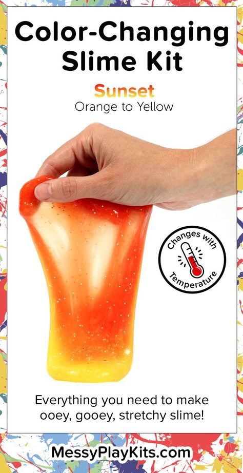 Make color-changing slime that magically turns orange to yellow based on temperature (body temp, ice cubes, fridge, etc)! Slime Making Kit / Color Changing Slime / Kids Science / Sensory Toy #slimekit #uniqueslime #diyslime #slime #messyplaykits Color Changing Slime, Slime Kids, Natural Wart Remedies, Slime Making Kit, Slime Making, Galaxy Slime, Slime For Kids, Slime Kit, Kids Science