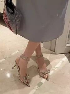 Pointed High Heels, Transparent Heels, Butterfly Knot, Super High Heels, Rhinestone Bow, Dress Romper, Heel Sandals, Brunei, Haiti