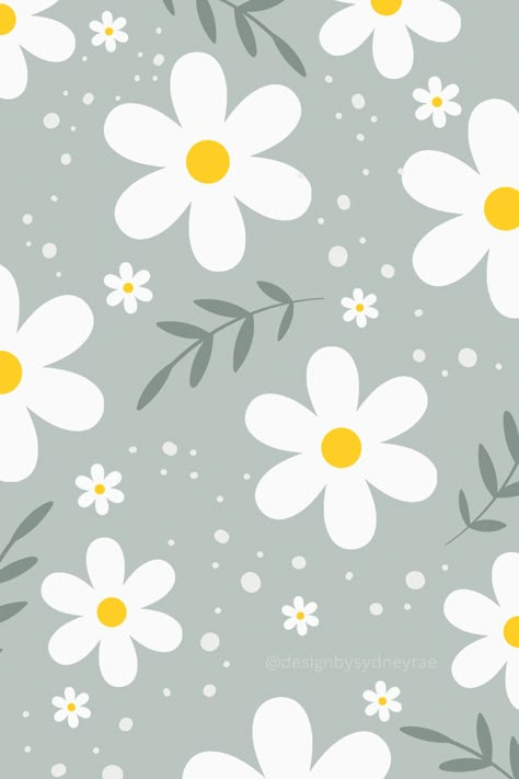 Daisy Phone Background, Phone Wallpaper Art, Daisies Background Wallpapers, Flowers Repeat Pattern, Retro Daisy Wallpaper, Daisy Pattern Illustration, Daisy Patterns, New Outfit Ideas, Art Deco Floral