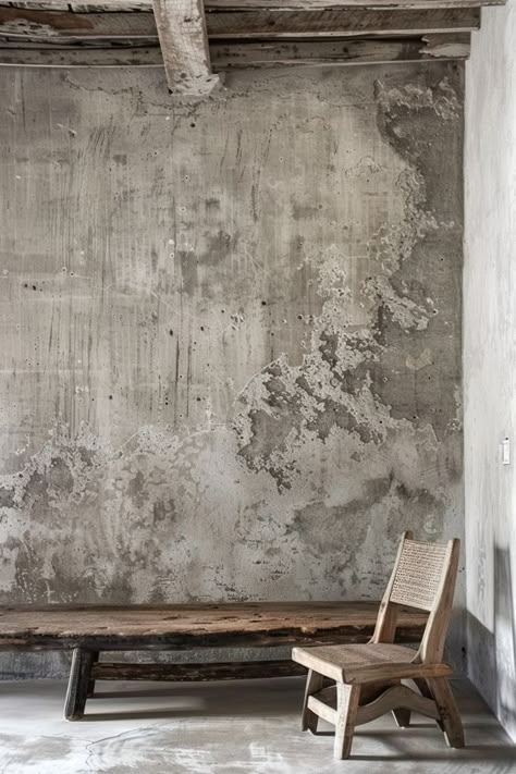 Embrace artistic imperfection with Wabi Sabi walls that celebrate the beauty of unique expression. Let the walls be a canvas for creativity and individuality. #ArtisticImperfection #WabiSabiWalls Concrete Look Painted Wall, Wabi Sabi Wall Texture, Wall Texture Design Ideas, Bathroom Stone Wall, Textured Wall Paint Designs, Wabi Sabi Texture, Wabi Sabi Concept, Wabisabi Art, Wabi Sabi Living