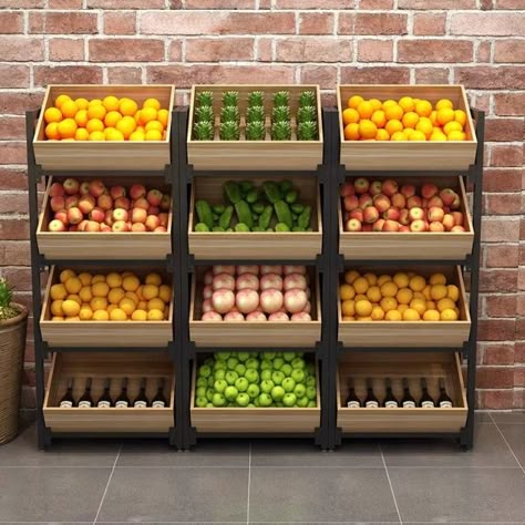 Source 4 Tiers Stable Wood Display Rack For Vegetables and Fruits on m.alibaba.com Vegetable Display, Fruit And Veg Shop, Vegetable Rack, Produce Displays, Vegetable Stand, Dried Fruit Snacks, Vegetable Shop, Grocery Store Design, Grocery Supermarket