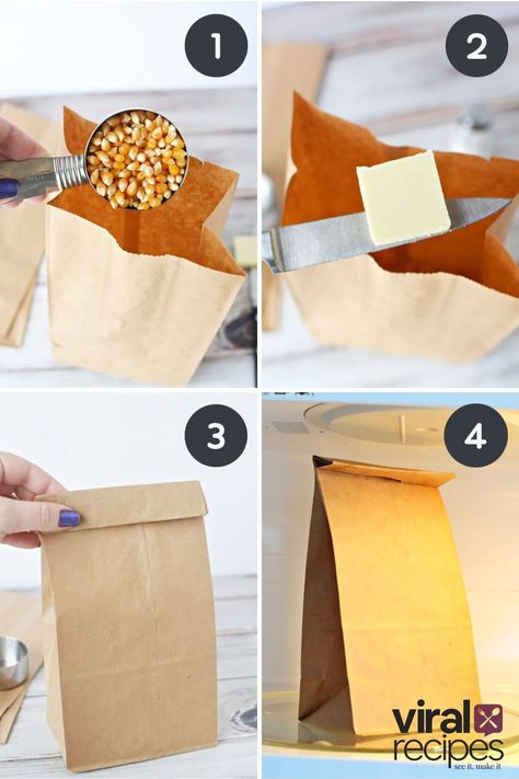 TikTok Homemade Popcorn in Microwave (MAJOR HACK!) | Viral Recipes Brown Bag Popcorn Microwave, Brown Paper Bag Popcorn, Microwave Popcorn Bags Diy, How To Make Popcorn In A Paper Bag, How To Pop Popcorn In A Paper Bag, Making Popcorn In A Paper Bag, Popping Popcorn In Paper Bag, Popcorn In Microwave Paper Bag, Paper Bag Popcorn Microwave