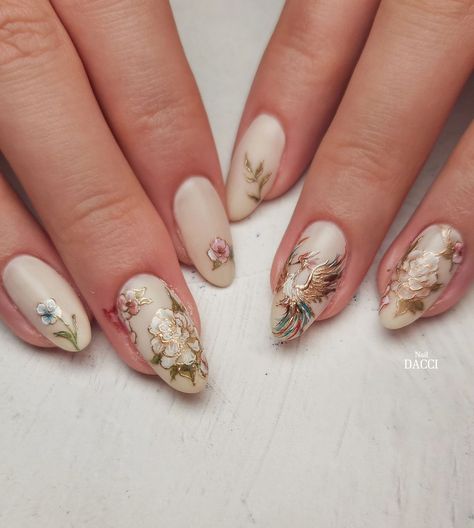 Stained Glass Nails Acrylic, Stain Glass Nail Art, Art Nouveau Nails, Stained Glass Nail Art, Baroque Nails, Stained Glass Nails, Wedding Day Nails, Glass Nails Art, Food Nails