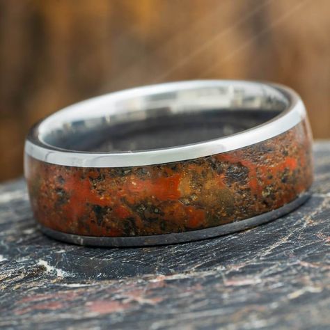 Petrified Wood Wedding Band, Redwood Wedding, Flat Ring, Jewelry By Johan, Wood Wedding Band, Engraving Fonts, Titanium Ring, Wood Wedding, Wedding 2024