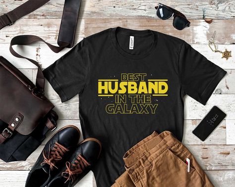 Best Husband In The Galaxy - great gift idea for Grandpa or Dad on his birthday, Father's day, or Christmas!  Get this soft and comfy t-shirt for all grandfathers out there!  Check out my other Husband and Dad Birthday Shirts -> https://www.etsy.com/shop/craftsofhumanity?section_id=29281740 ** HOW TO ORDER ** - Choose size of your shirt - Choose color of your shirt - If you want custom writing, please include in personalization or send us a note! Quality is important to us. All t-shirts are cust Galaxy Shirt, Engaged Shirts, Papa Shirts, Grandpa Funny, Papa Shirt, Husband Shirts, Funny Gifts For Dad, Grandpa Shirt, Best Boyfriend