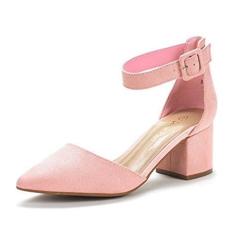 DREAM PAIRS Women's Low Heel Pumps DREAM PAIRS Red Bottom Heels, Womens Low Heels, Low Heel Pumps, Chunky Heel Pumps, Pink Suede, Leather Pumps, Pump Shoes, Chunky Heels, Low Heels