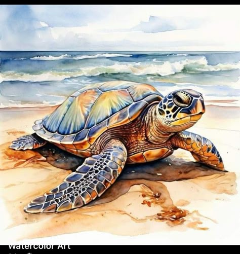 Turtle Painting Acrylic, Sea Turtle Watercolor Painting, Sea Turtles Photography, Sea Turtle Artwork, Turtle Pictures, Sea Turtle Pictures, Sea Turtle Watercolor, Sea Turtle Painting, Turtle Watercolor