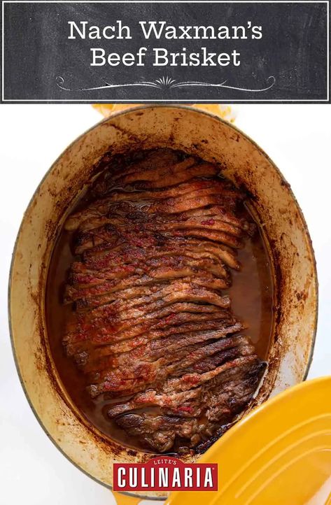 This brisket recipe from Nach Waxman uses his signature technique to turn out meltingly tender brisket. #brisket #nachwaxman #bestbrisket Tender Brisket, Rosh Hashanah Recipes, Braised Brisket, Brisket Recipe, Hanukkah Food, Brisket Recipes, Pot Roast Recipes, Supper Recipes, Rosh Hashanah