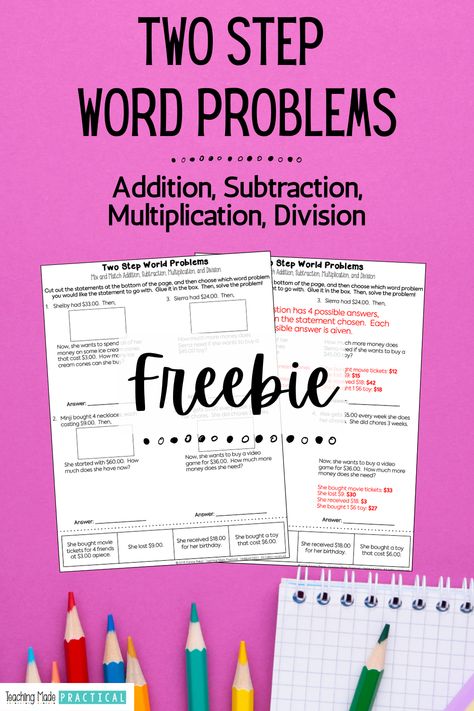 2 Step / Multi Step Word Problem Freebie Math Word Problems 3rd Grade, Math Word Problems 4th Grade, Third Grade Word Problems, 2 Step Word Problems 3rd Grade, Two Step Word Problems 2nd Grade Anchor Chart, Two Step Word Problems, Two Step Word Problems 2nd Grade, Two Step Math Word Problems 3rd Grade, Two Step Word Problems Third Grade