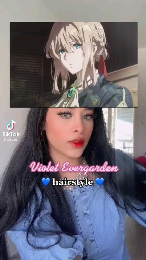 Cute Half Up Half Down Hair Styles Pigtails, Sailor Moon Hairstyle Short Hair, Violet Evergarden Hairstyle Tutorial, Anime Hairstyles Female Tutorial Real Life, Anime Hairstyles Female Tutorial, Simple Anime Hairstyles, Your Name Hairstyle, Violet Evergarden Hair, Anime Bun Hairstyles