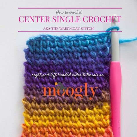 Learn How to Crochet the Center Single Crochet, aka the Waistcoat Stitch, on Moogly! Right and left handed video tutorials included! ༺✿ƬⱤღ✿༻ Crochet Waistcoat, Thread Crafts, Different Crochet Stitches, Yarn Patterns, Idle Hands, Crochet Tips, String Theory, Crochet Things, Wet Felt