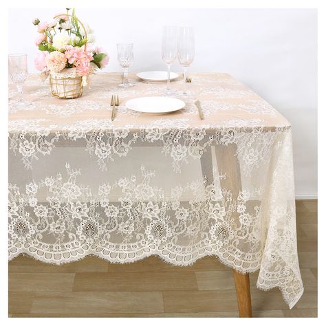 PRICES MAY VARY. Embroidered Lace Tablecloth:Pack of 5 White Lace Tablecloth 60 x 120 Inches. Made of high quality lace, soft touch, comfortable and durable adds elegance to home table. White Tablecloth Overlay:Lace tablecloth feature exquisite floral design perfect for wedding reception birthday party dinning table, entry way tables,outdoor patio tables,sofa,coffee table,etc. Lace Tablecloth for party: Elegant lace tablecloth designed lovely with eye-catching floral really delicate and pretty, Tea Party Bridal Shower Decorations, Lace Tablecloth Wedding, Lace Tablecloths, Tea Party Table, Birthday Table Decorations, Reception Table Decorations, Rustic Table Decor, Wedding Tablecloths, Lace Table Runners