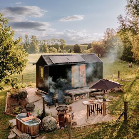 Kitchen of the Week: A Off-Grid Camp Kitchen in New Zealand - Remodelista Tiny Cabin Kitchen, Canopy Camping, Small Fridge, New Zealand Landscape, French Country House Plans, Off Grid Cabin, Casa Container, Tiny Cabin, Camp Kitchen